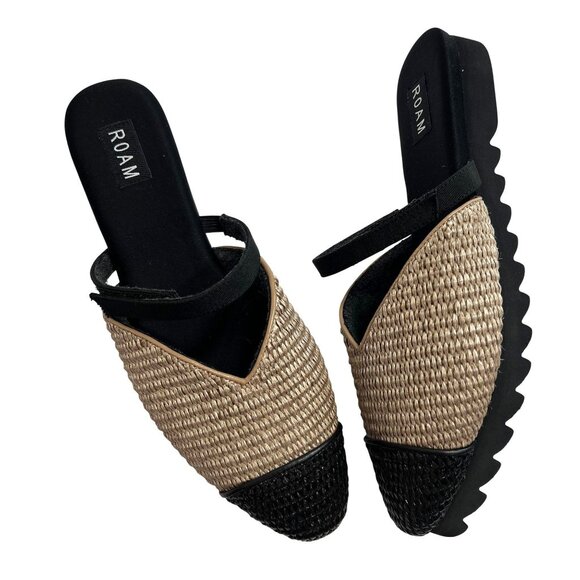R0AM Raffy Cap Mule in Natural & Black
